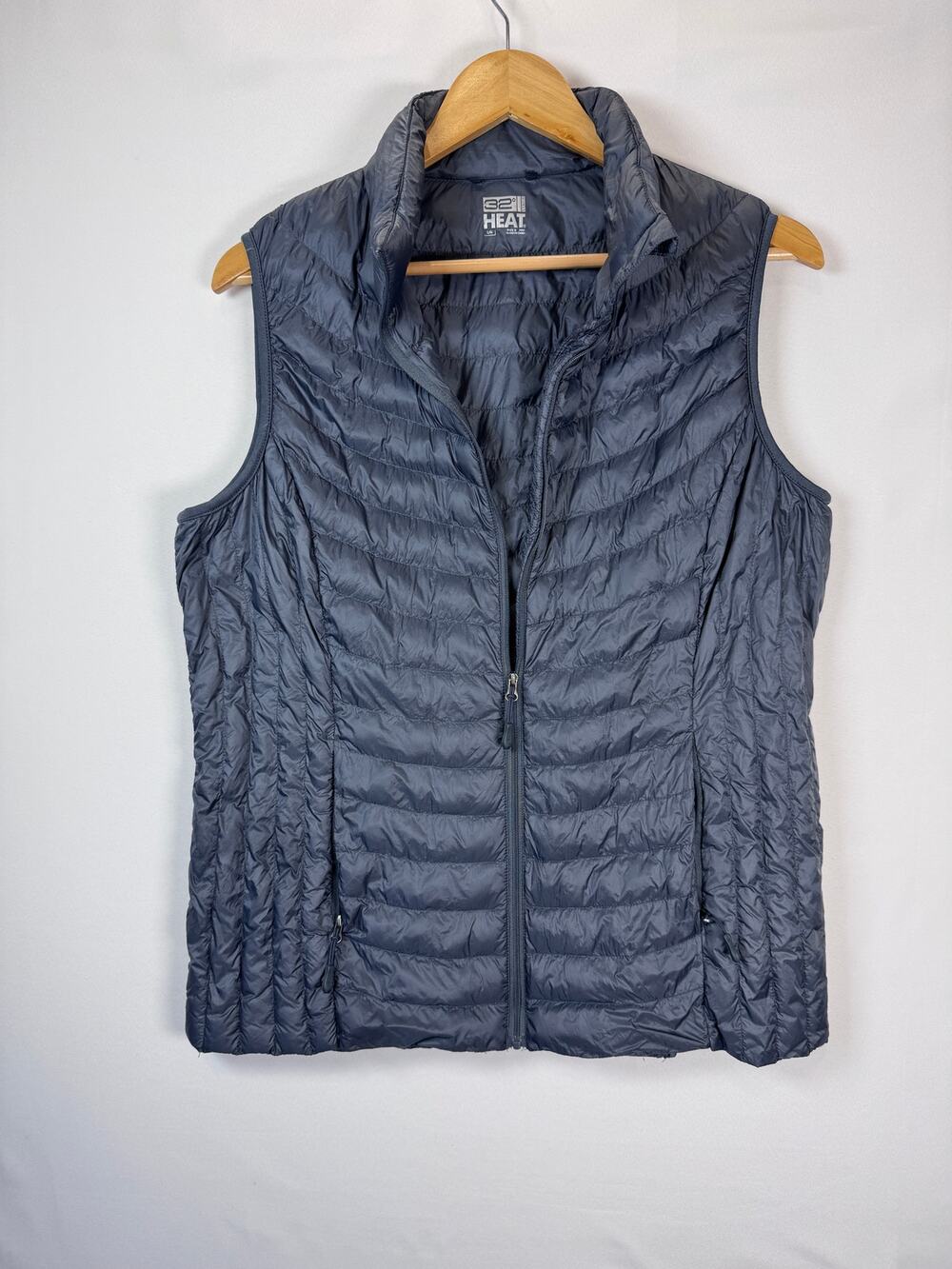 32 Degrees Heat Women's Lightweight Down Puffer Vest Gorpcore Granola Gray L